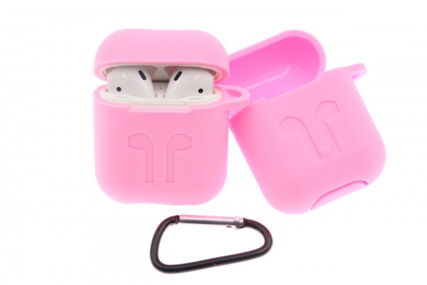 Airpod Case rose, mit Karbiner, Strong-Silikon