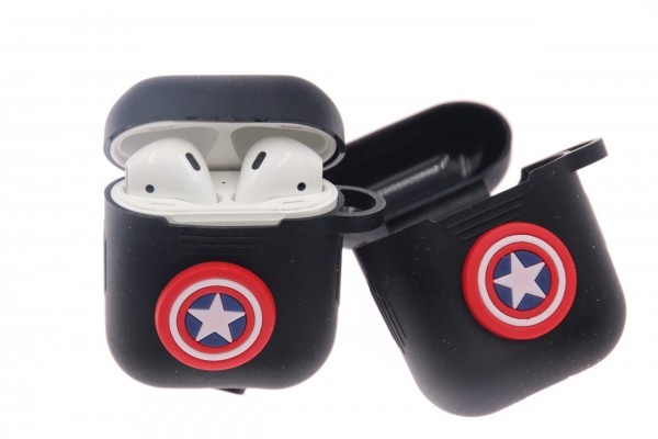 Airpod Case Captain America Small schwarz, Silikon
