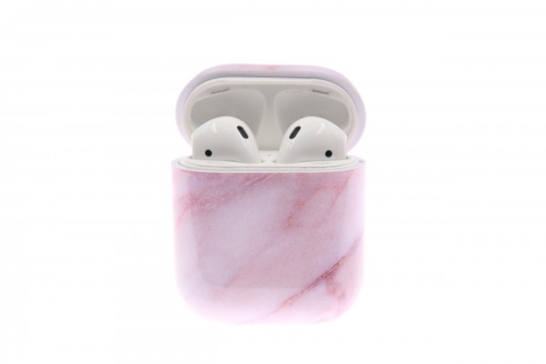 Airpod Case rosa marmoriert, Hartschale